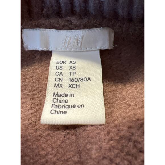 H & M Women’s Long Sleeve Ribbed Oversized Wool Pullover Sweater Size XS Brown - Picture 3 of 3